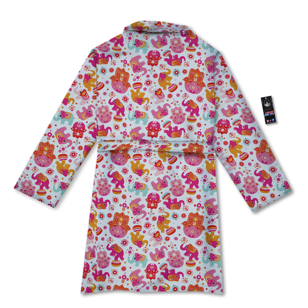 Hamsa And Girly Elephant Print Pattern Bathrobe-grizzshop