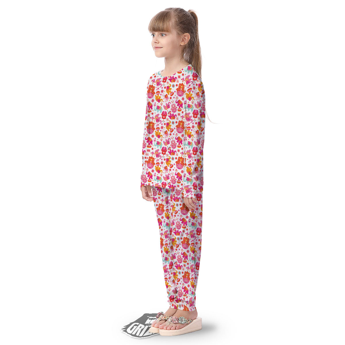 Hamsa And Girly Elephant Print Pattern Kid's Pajamas-grizzshop