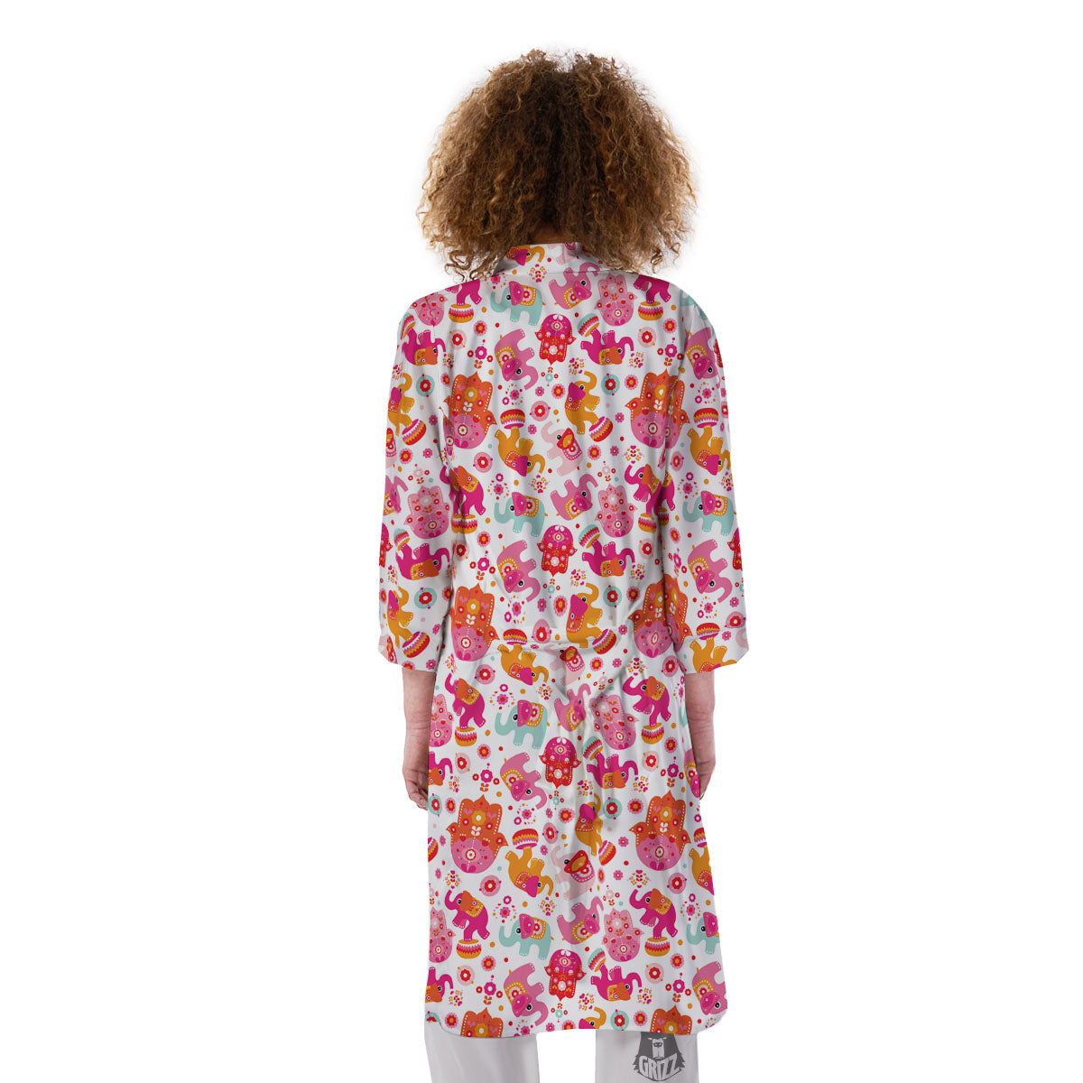 Hamsa And Girly Elephant Print Pattern Kimono-grizzshop