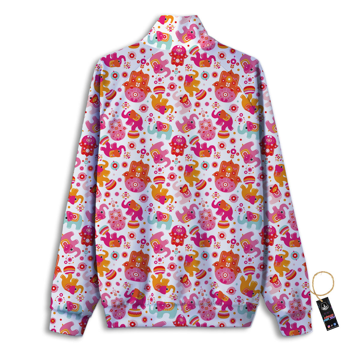 Hamsa And Girly Elephant Print Pattern Track Jacket-grizzshop