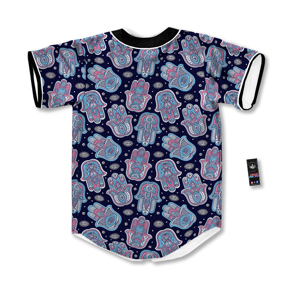 Hamsa Boho Print Pattern Baseball Jersey-grizzshop