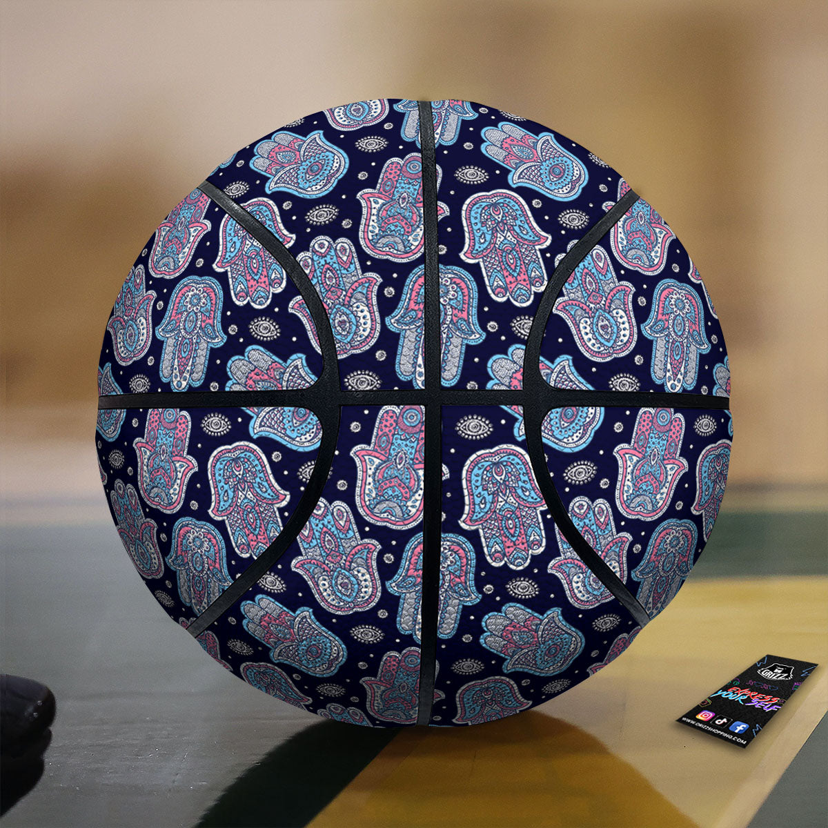 Hamsa Boho Print Pattern Basketball-grizzshop