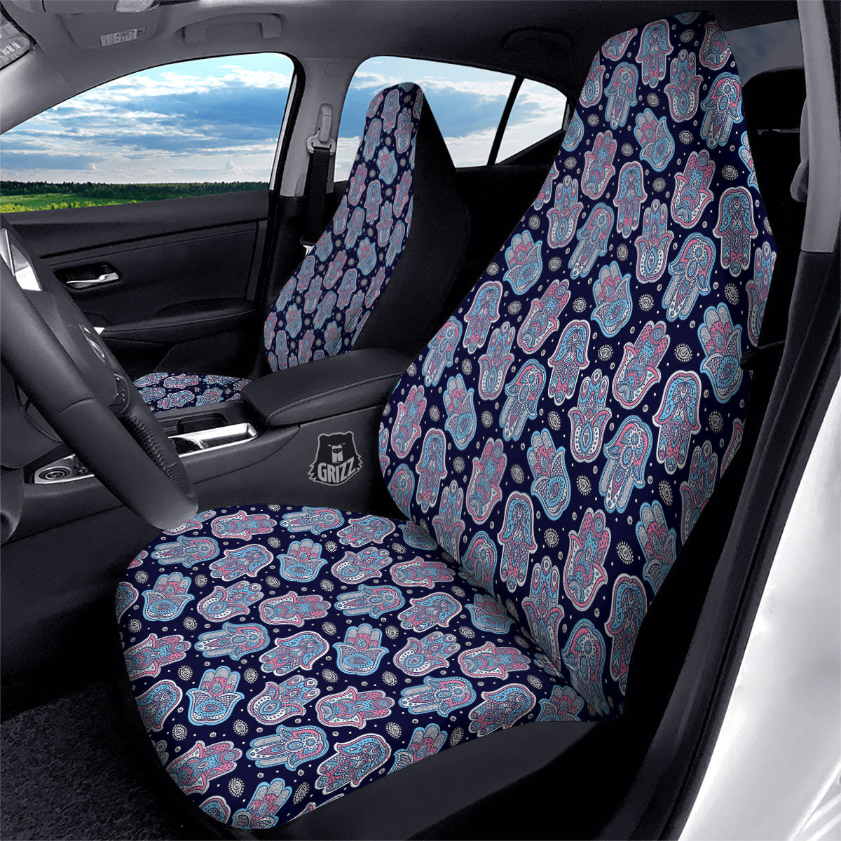 Hamsa Boho Print Pattern Car Seat Covers-grizzshop