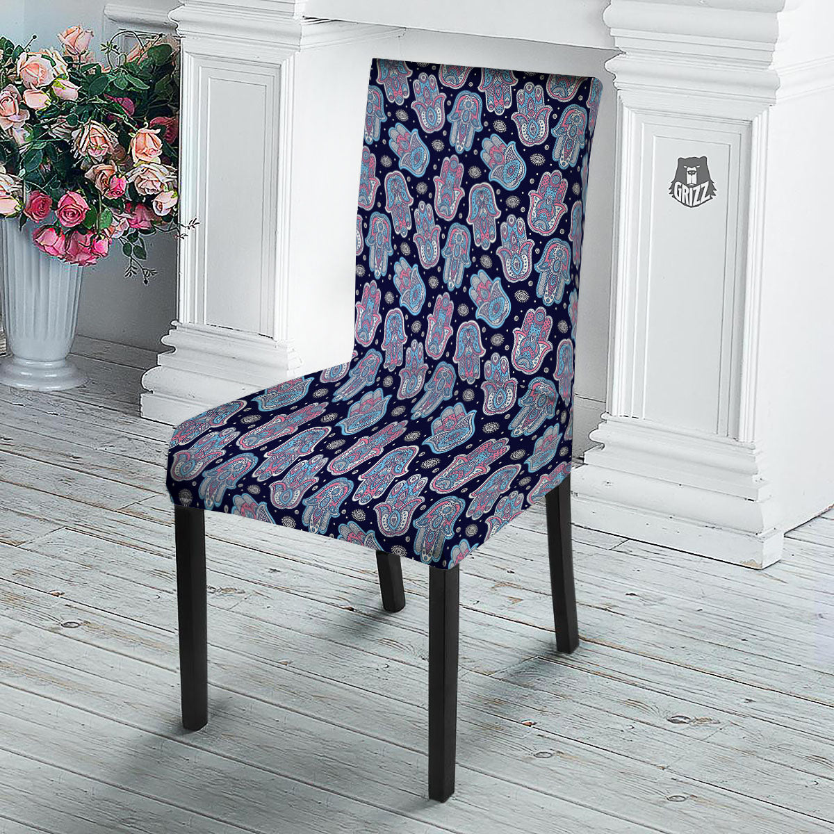 Hamsa Boho Print Pattern Dining Chair Slipcover-grizzshop