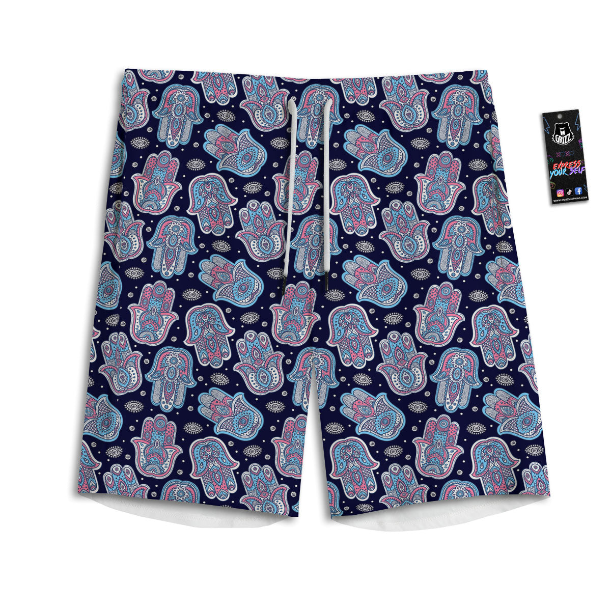 Hamsa Boho Print Pattern Men's Athletic Shorts