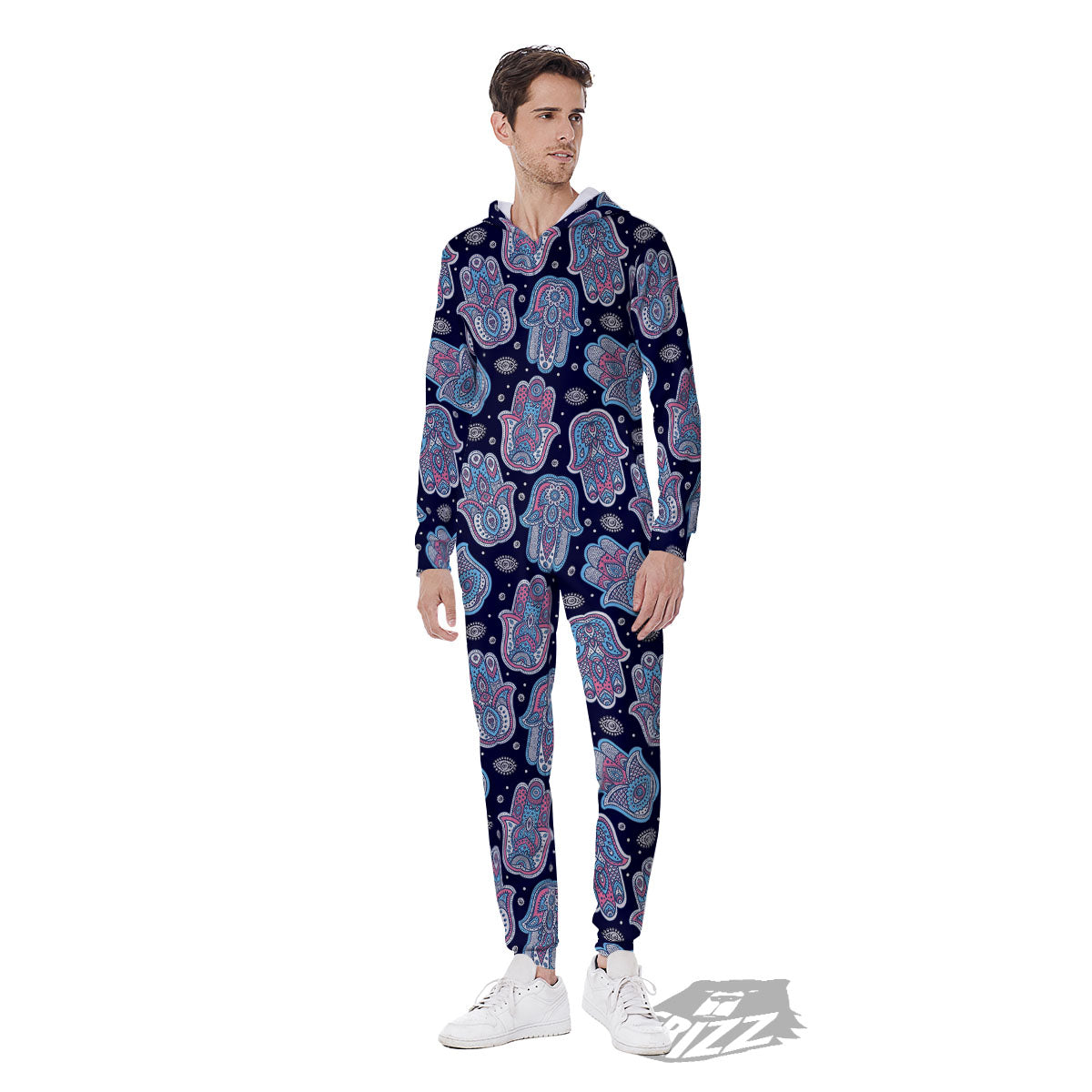 Hamsa Boho Print Pattern Men's Jumpsuit-grizzshop