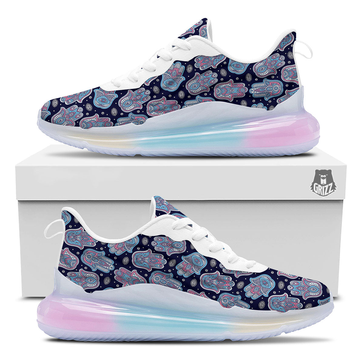 Hamsa Boho Print Pattern Running Sneakers-grizzshop