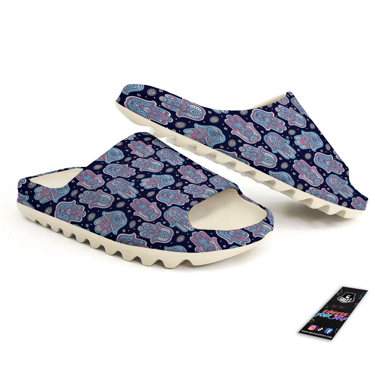 Hamsa Boho Print Pattern Sandals-grizzshop