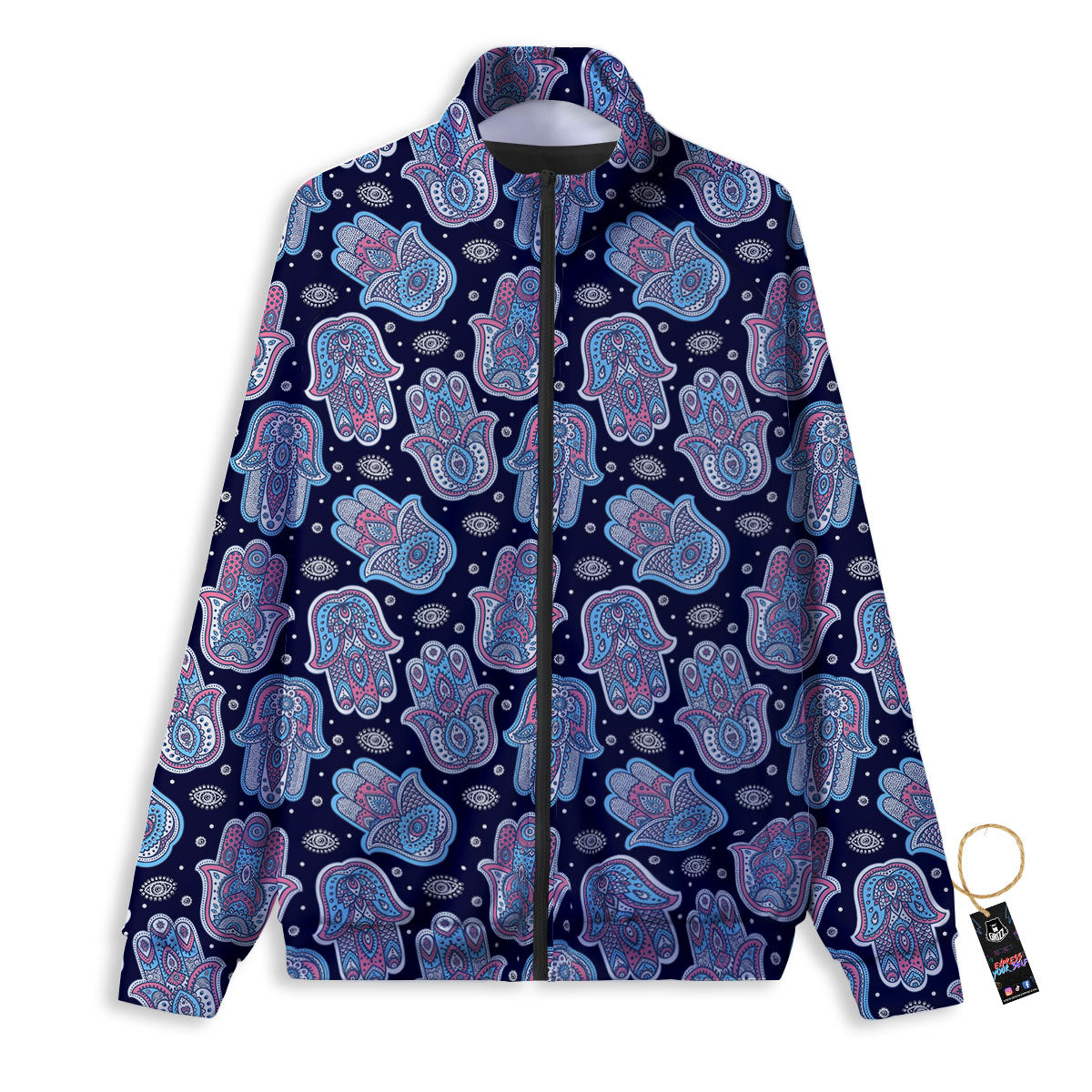 Hamsa Boho Print Pattern Track Jacket-grizzshop