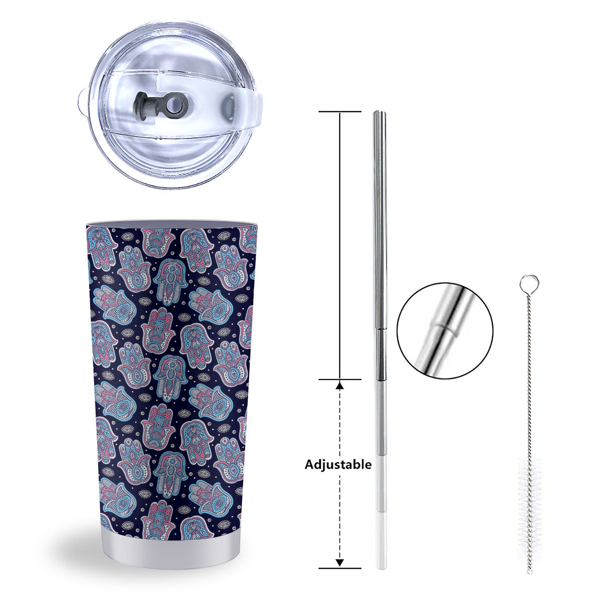 Hamsa Boho Print Pattern Tumbler-grizzshop