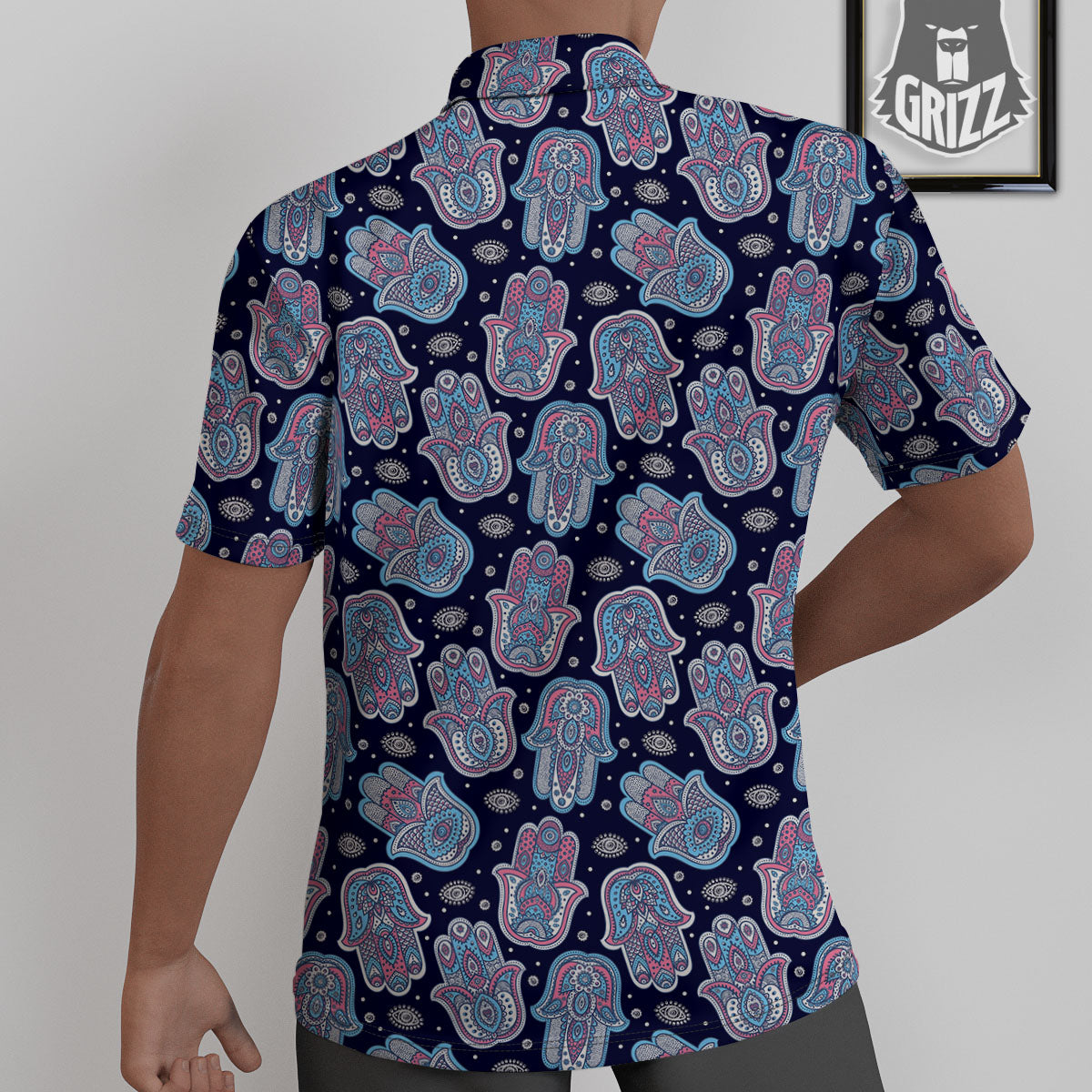 Hamsa Boho Print Pattern Untucked Shirts-grizzshop