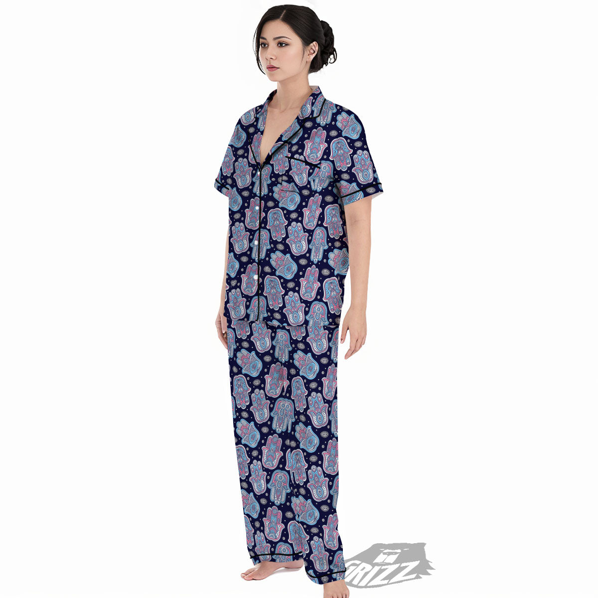 Hamsa Boho Print Pattern Women's Pajamas Set-grizzshop