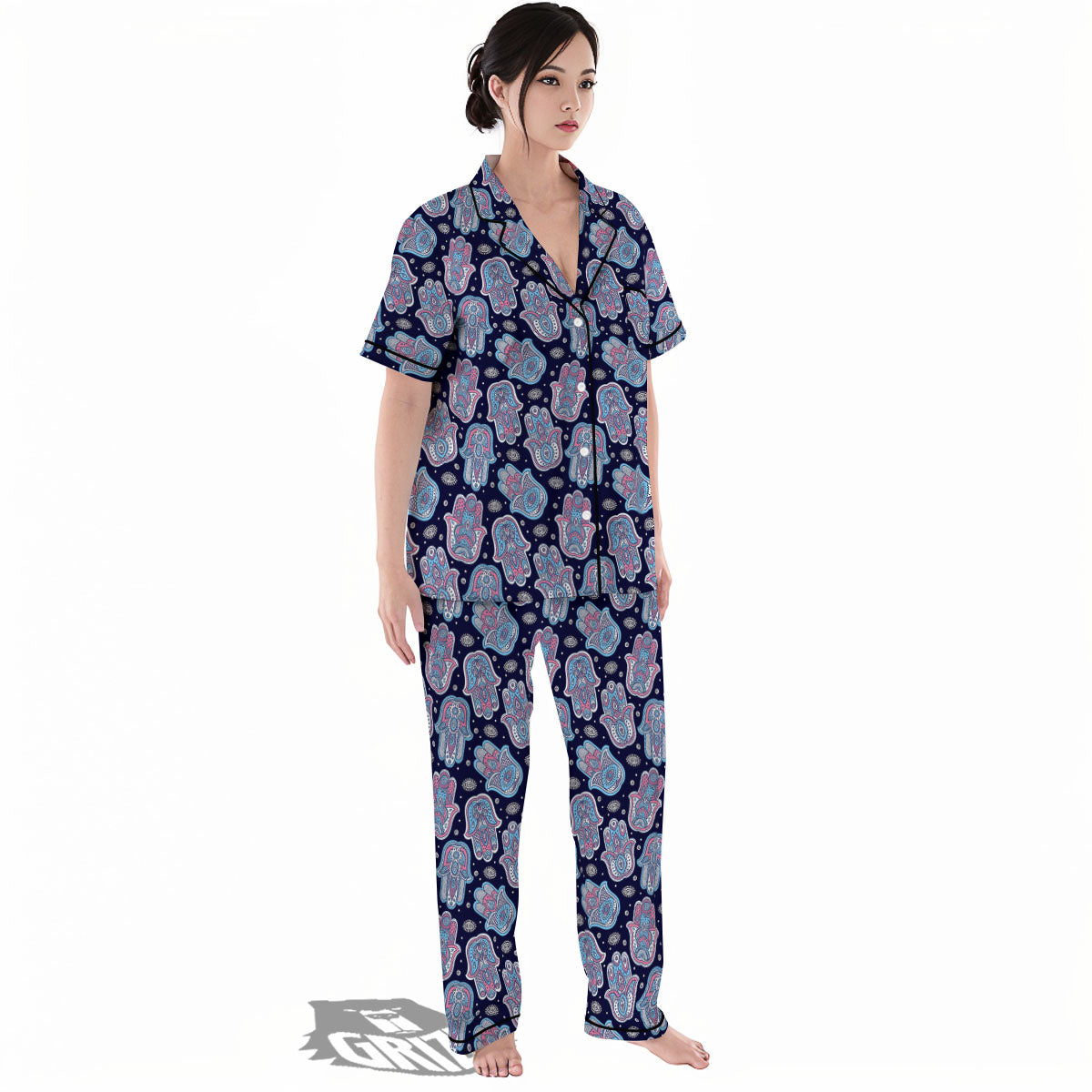 Hamsa Boho Print Pattern Women's Pajamas Set-grizzshop