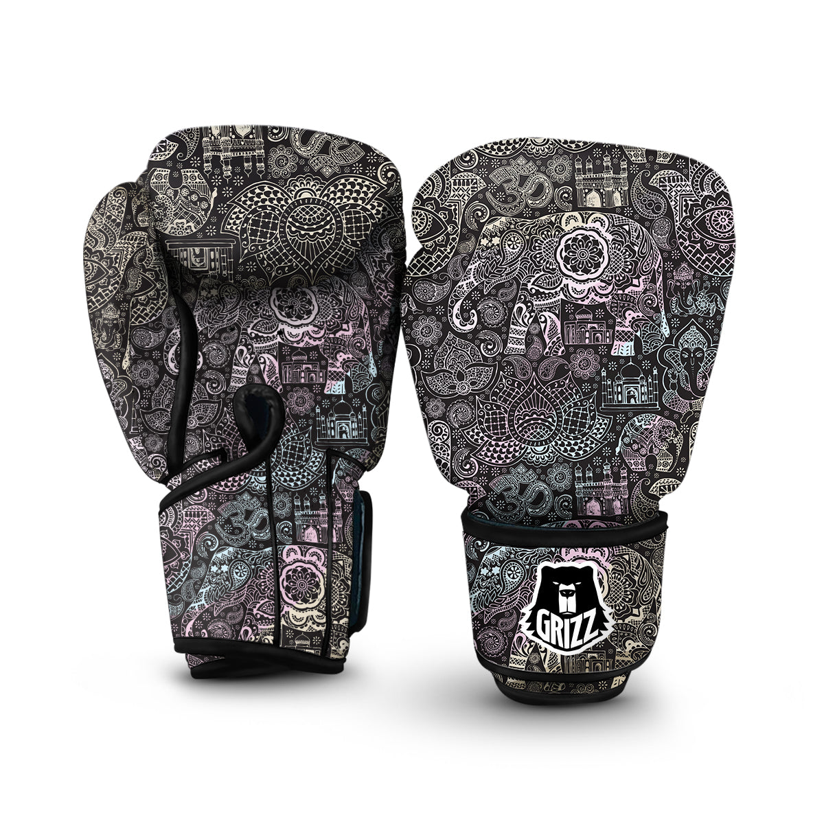 Hamsa Elephant Mandala Print Boxing Gloves-grizzshop