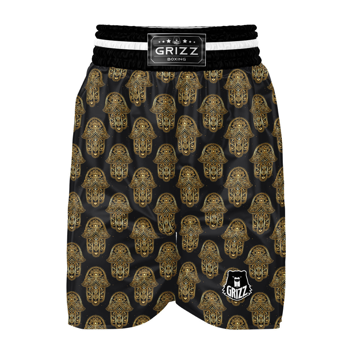Hamsa Evil Eye Pattern Print Boxing Shorts-grizzshop