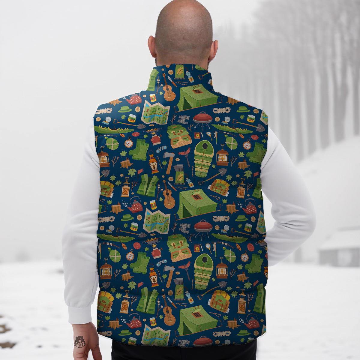 Hamsa Evil Eye Pattern Print Down Vest
