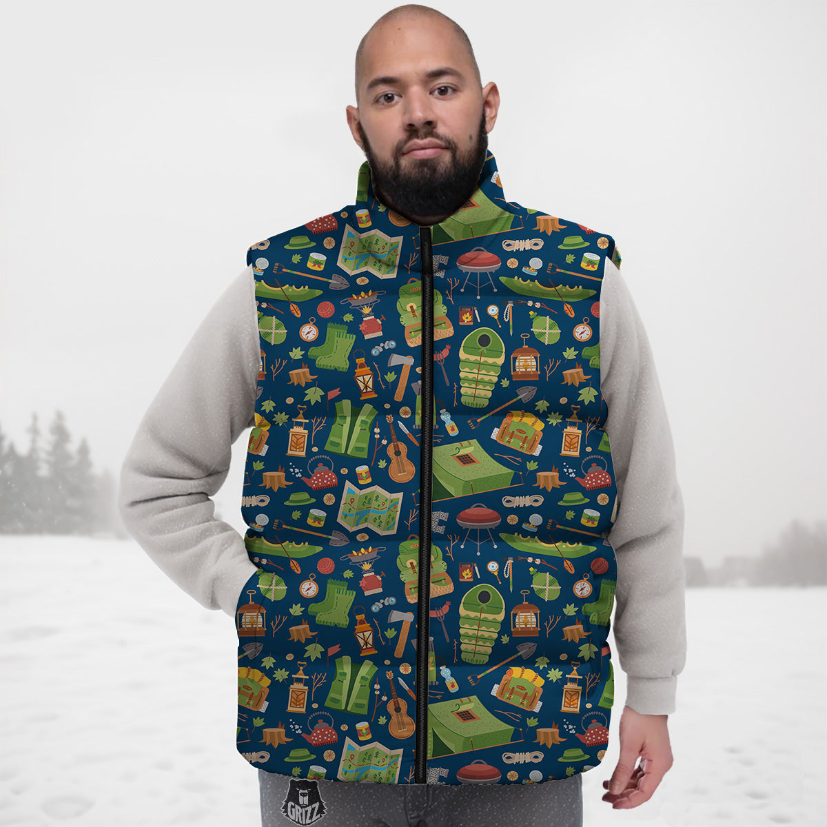 Hamsa Evil Eye Pattern Print Down Vest