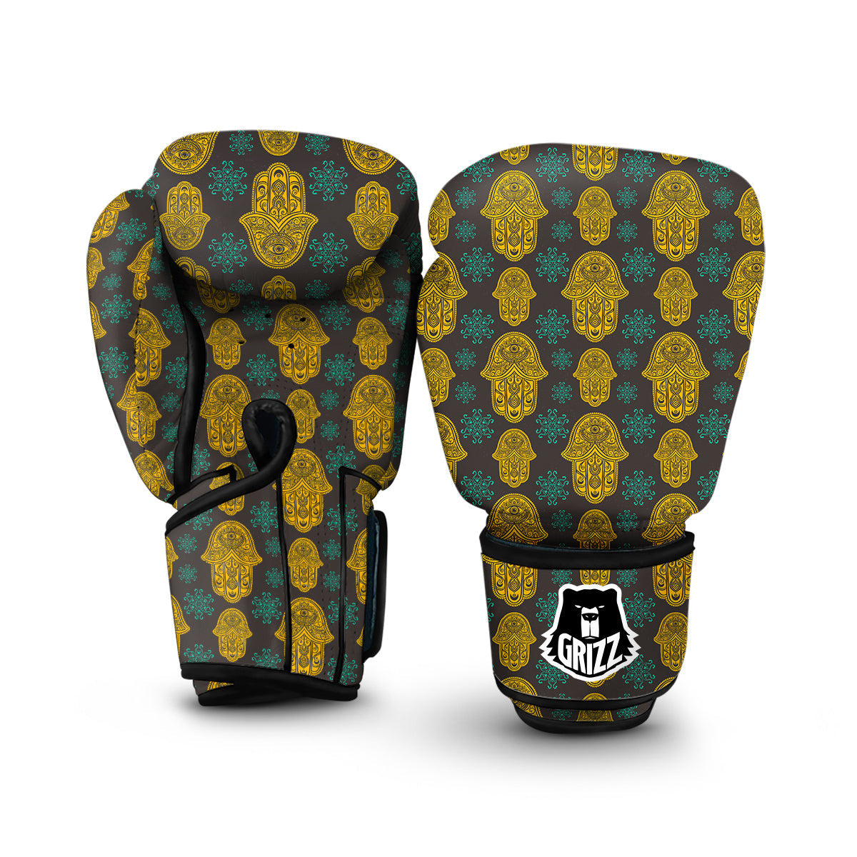 Hamsa Evil Eye Print Pattern Boxing Gloves-grizzshop
