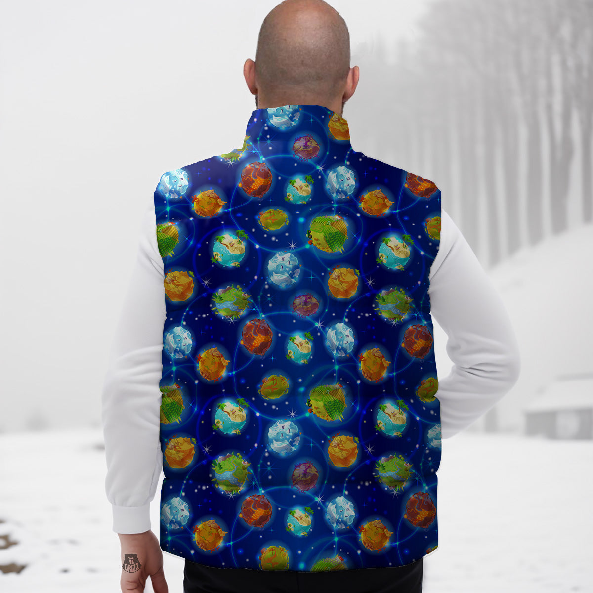 Hamsa Evil Eye Print Pattern Down Vest