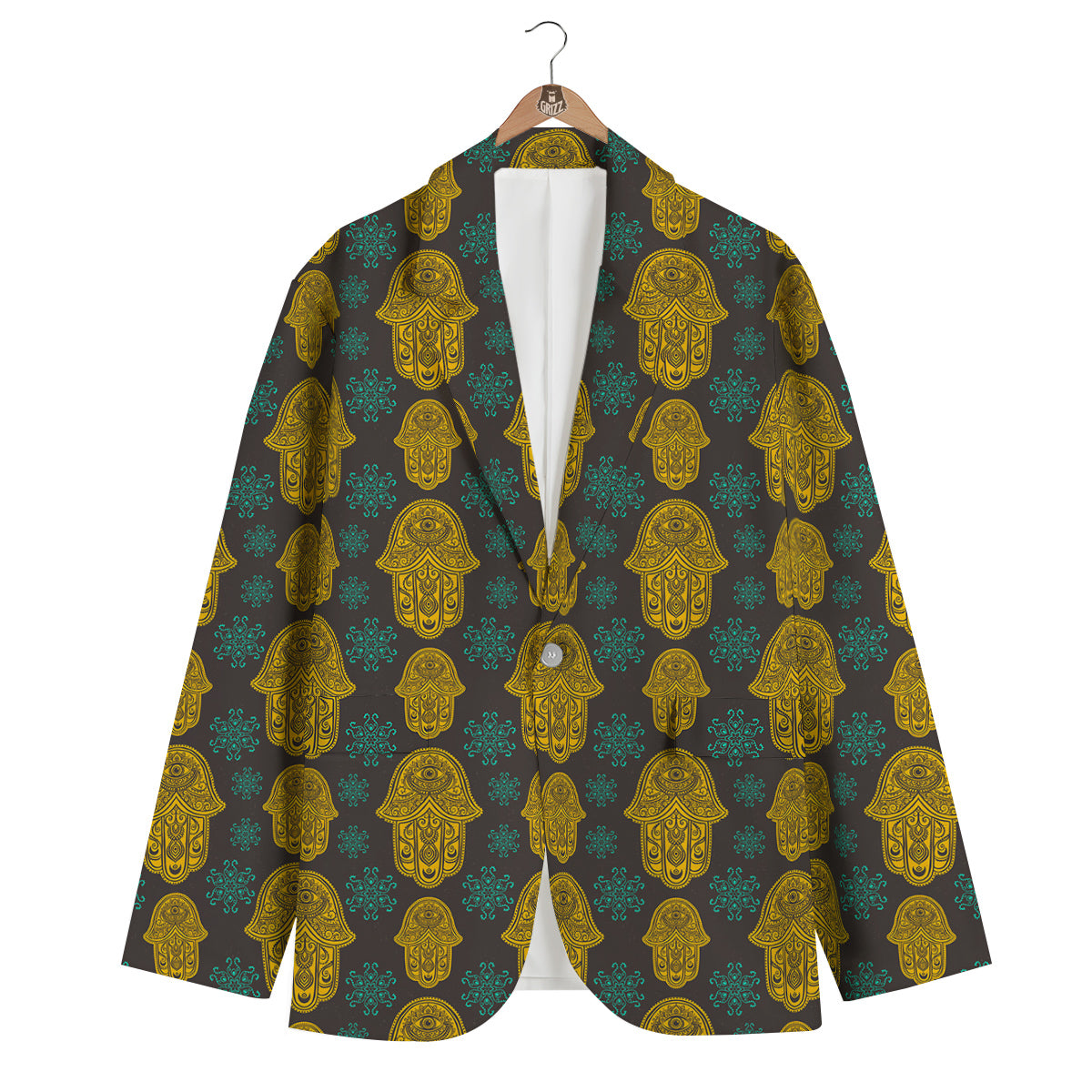 Hamsa Evil Eye Print Pattern Men's Blazer-grizzshop