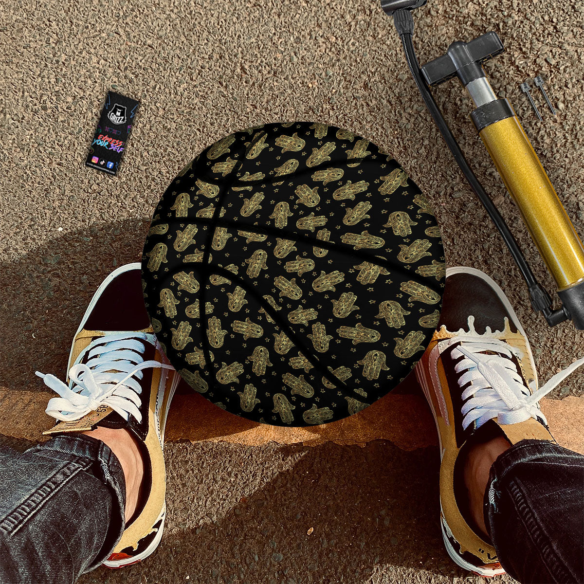 Hamsa Gold Print Pattern Basketball-grizzshop