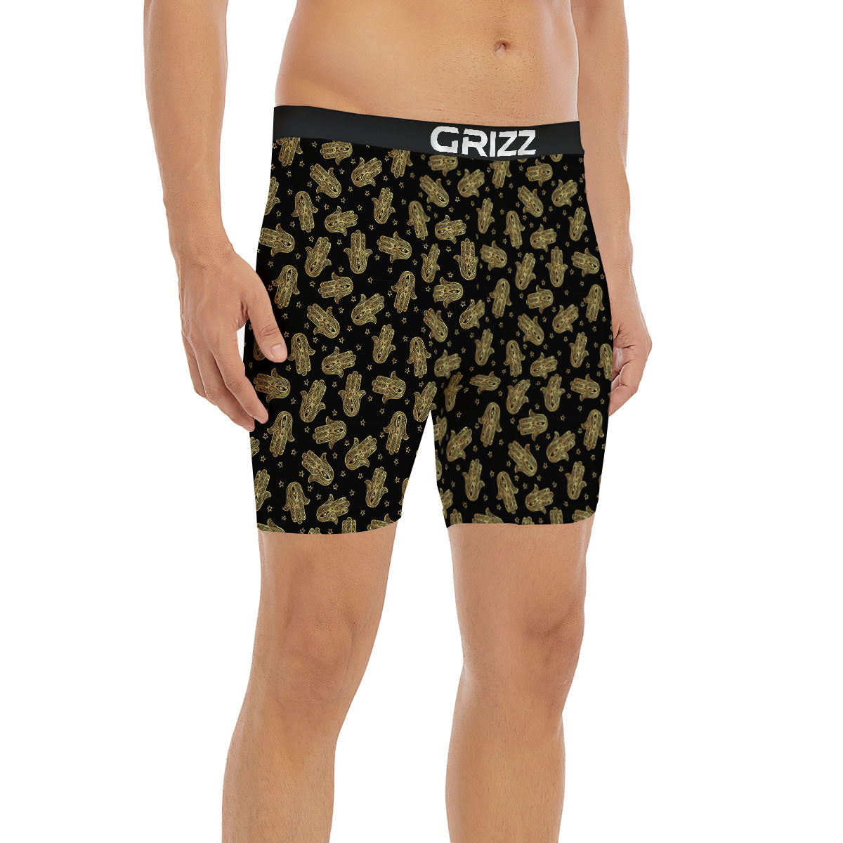 Hamsa Gold Print Pattern Boxer Briefs-grizzshop