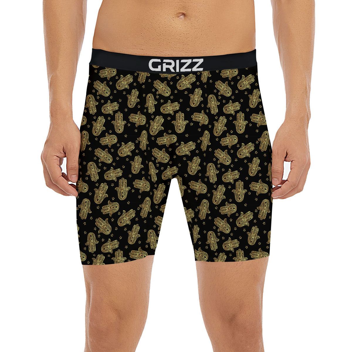 Hamsa Gold Print Pattern Boxer Briefs-grizzshop