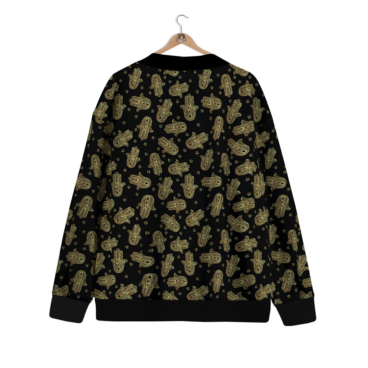 Hamsa Gold Print Pattern Cardigan-grizzshop