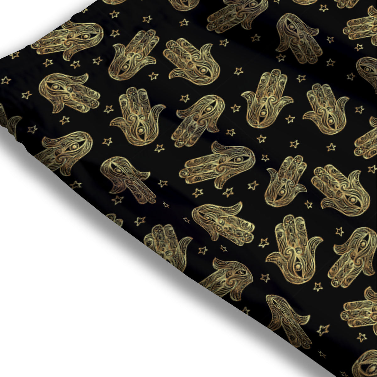 Hamsa Gold Print Pattern Mesh Shorts