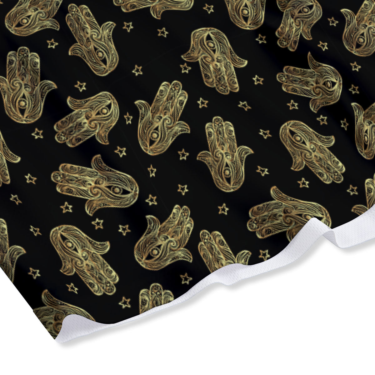 Hamsa Gold Print Pattern Mesh Shorts