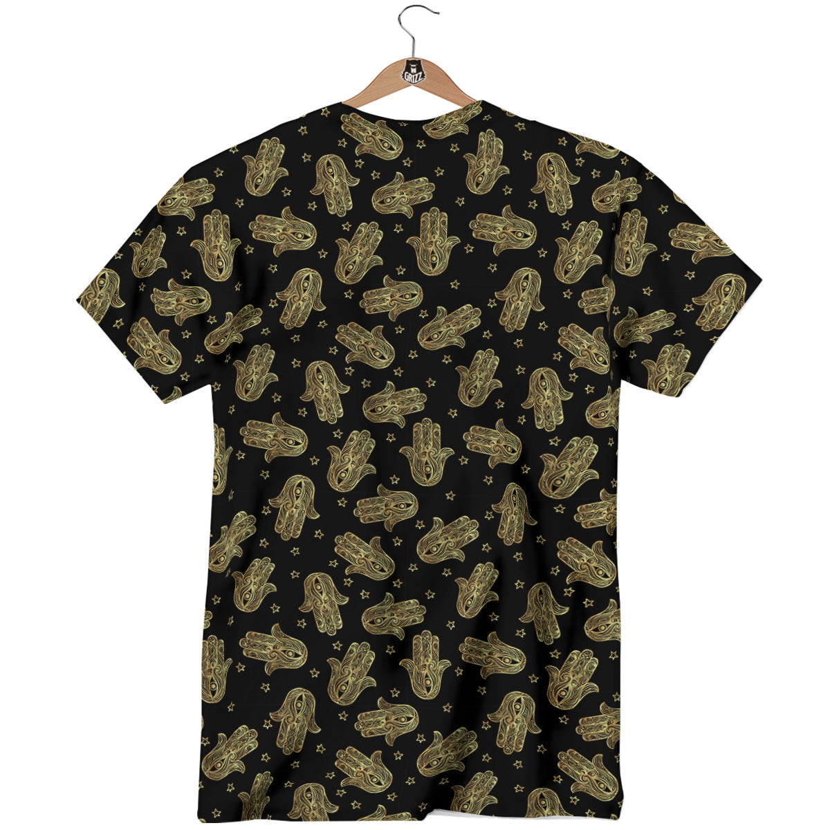 Hamsa Gold Print Pattern T-Shirt-grizzshop