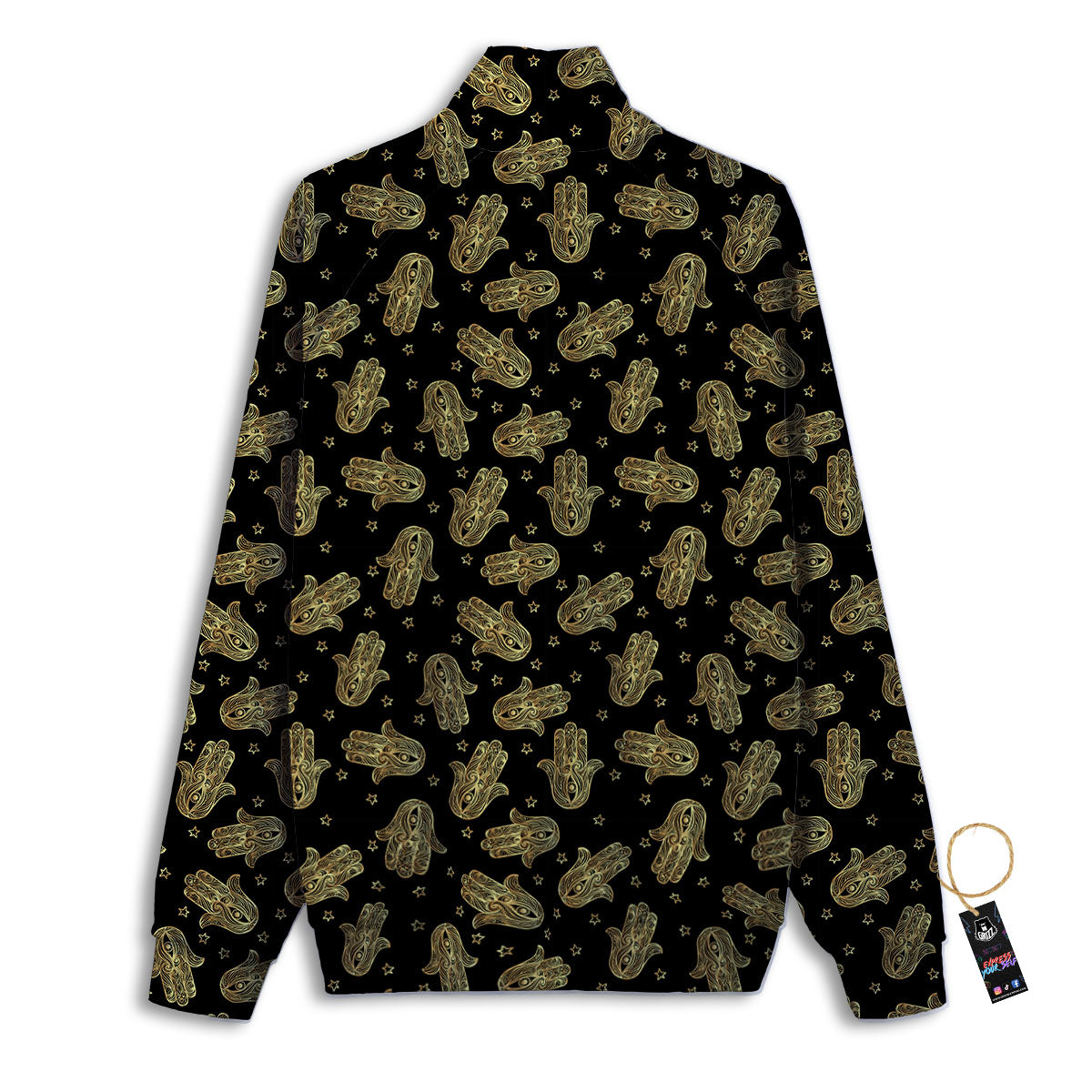 Hamsa Gold Print Pattern Track Jacket-grizzshop
