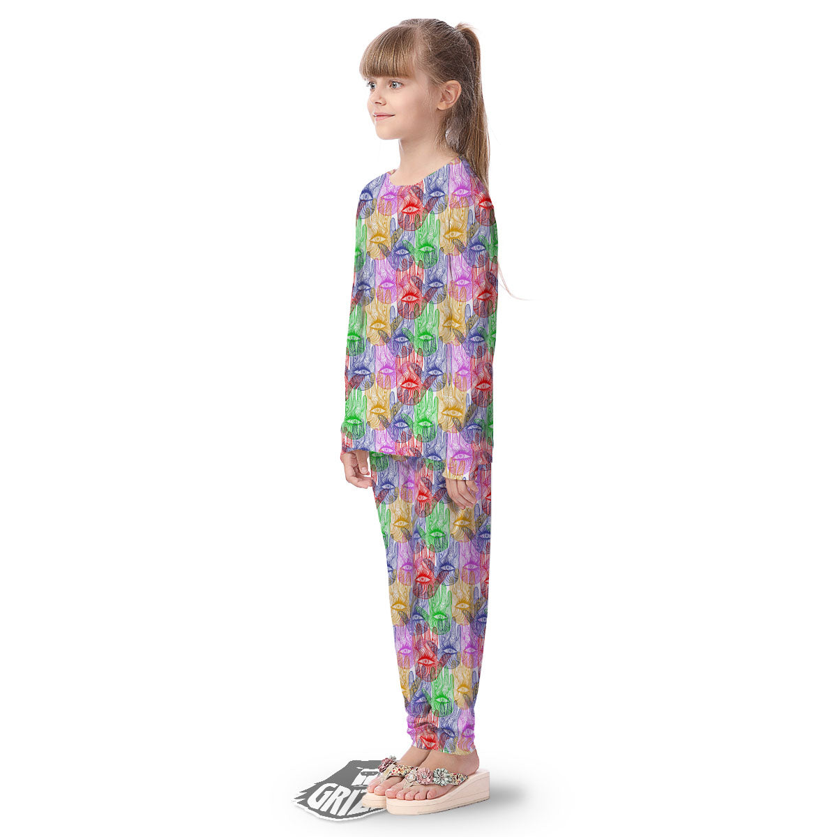Hamsa Hand Colorful Print Kid's Pajamas-grizzshop