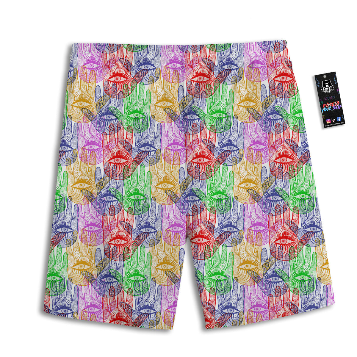 Hamsa Hand Colorful Print Men's Athletic Shorts