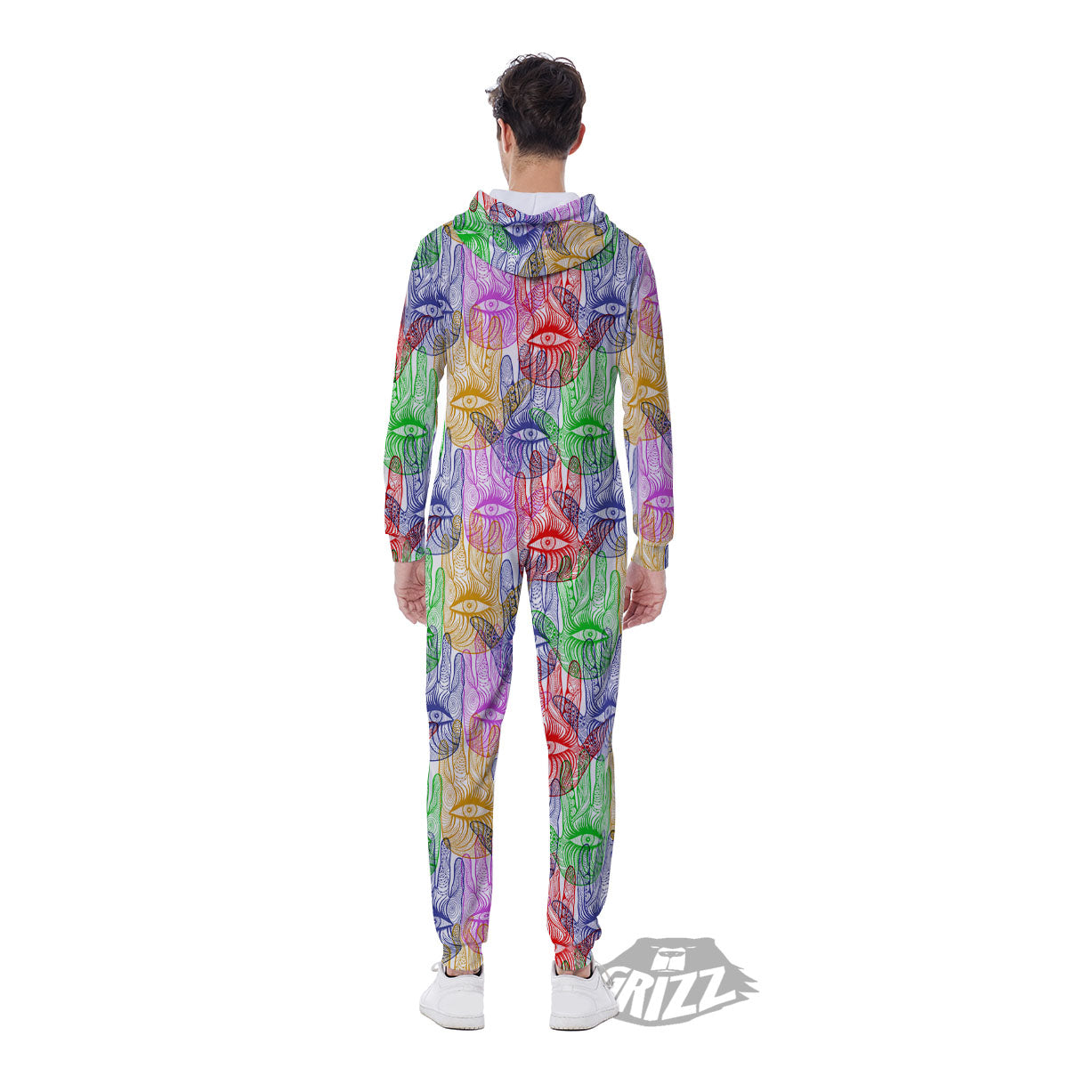 Hamsa Hand Colorful Print Men's Jumpsuit-grizzshop