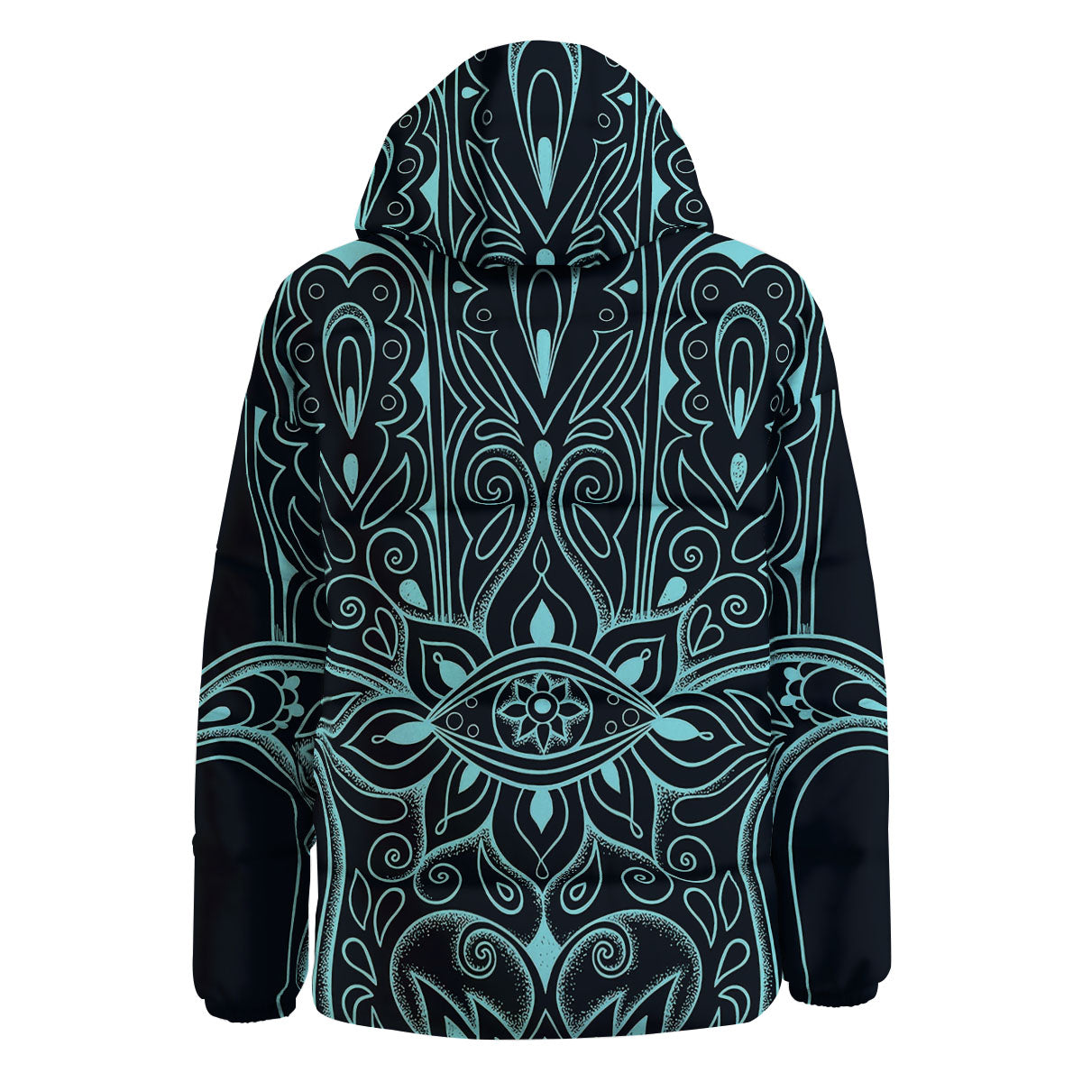 Hamsa Hand Fatima Spirital Print Down Jacket-grizzshop