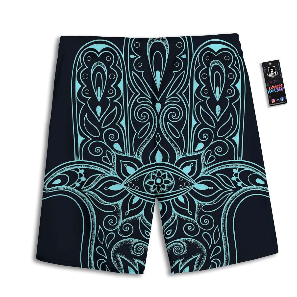 Hamsa Hand Fatima Spirital Print Men's Athletic Shorts