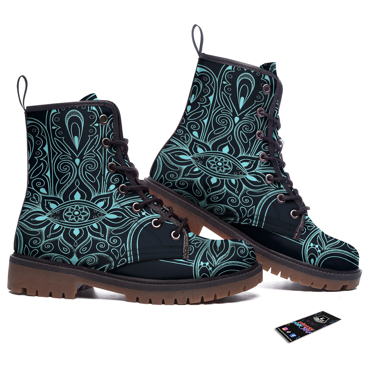 Hamsa Hand Fatima Spirital Print Work Boots-grizzshop