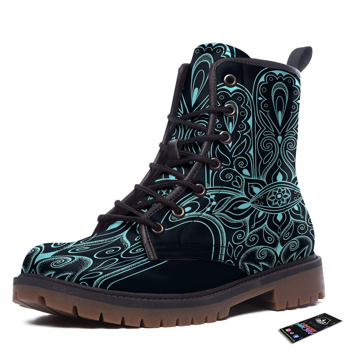Hamsa Hand Fatima Spirital Print Work Boots-grizzshop