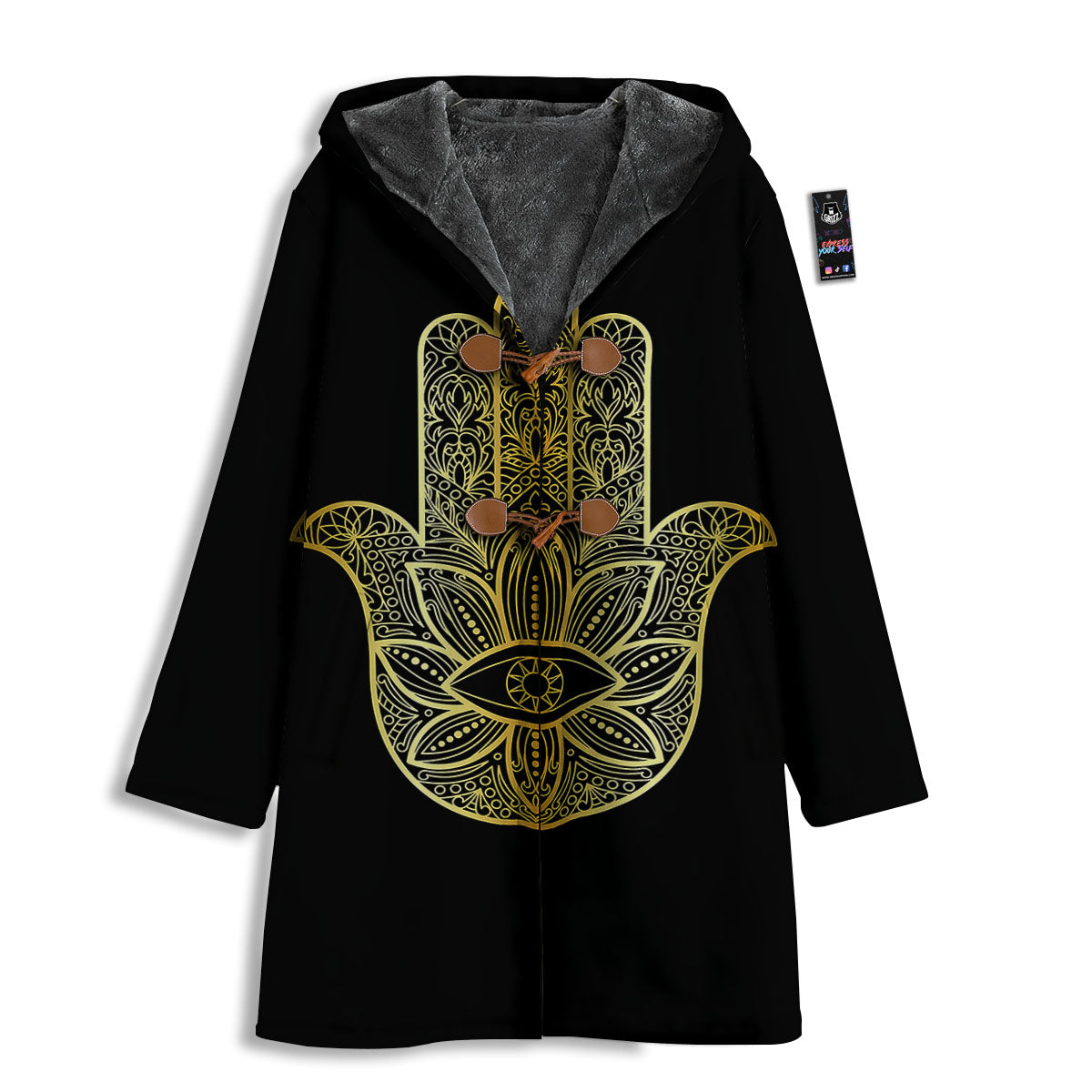 Hamsa Hand Gold Print Men's Windbreaker Jacket-grizzshop