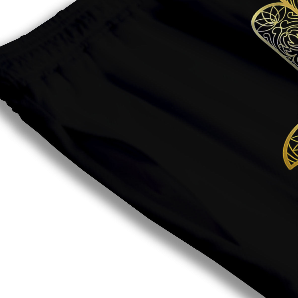 Hamsa Hand Gold Print Mesh Shorts