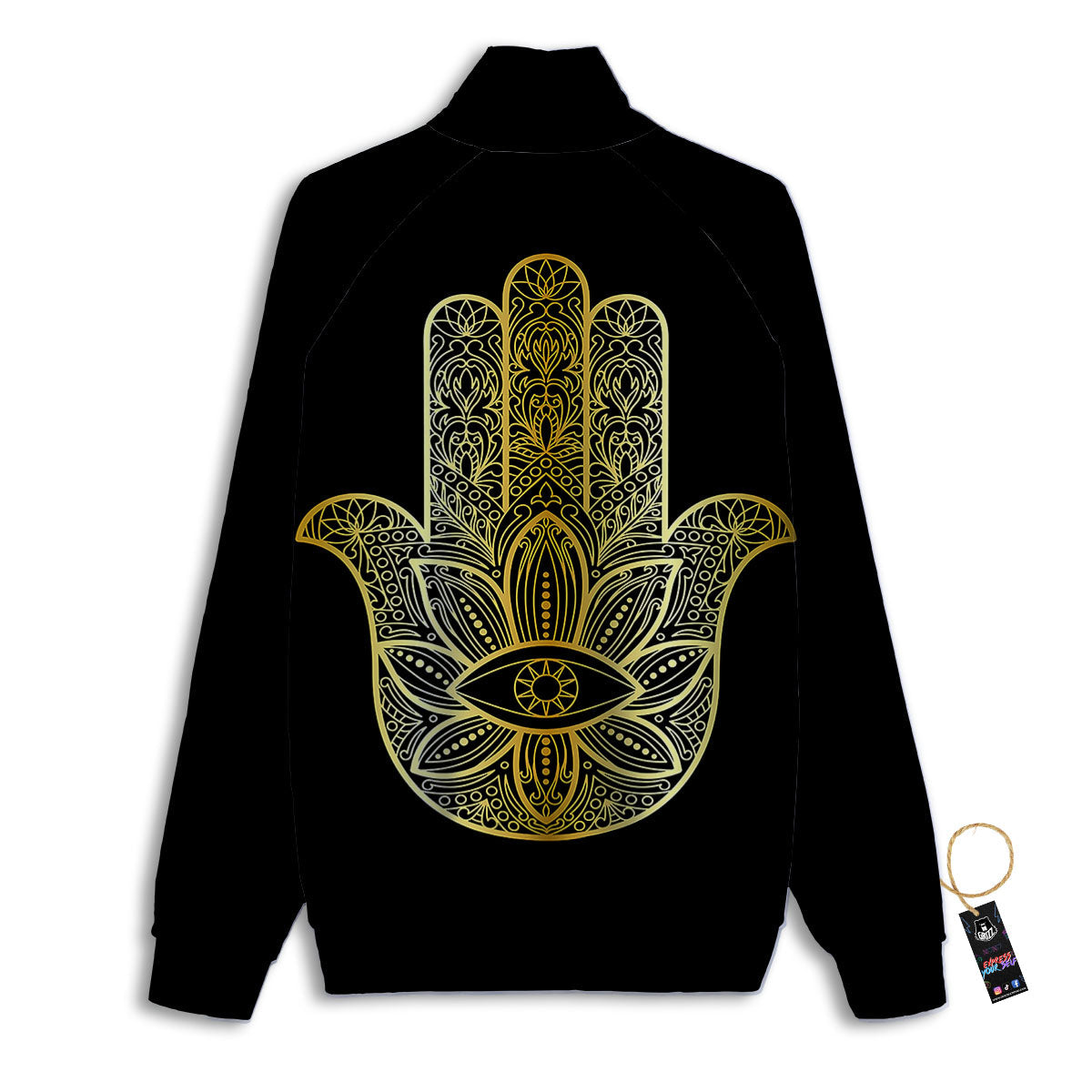 Hamsa Hand Gold Print Track Jacket-grizzshop