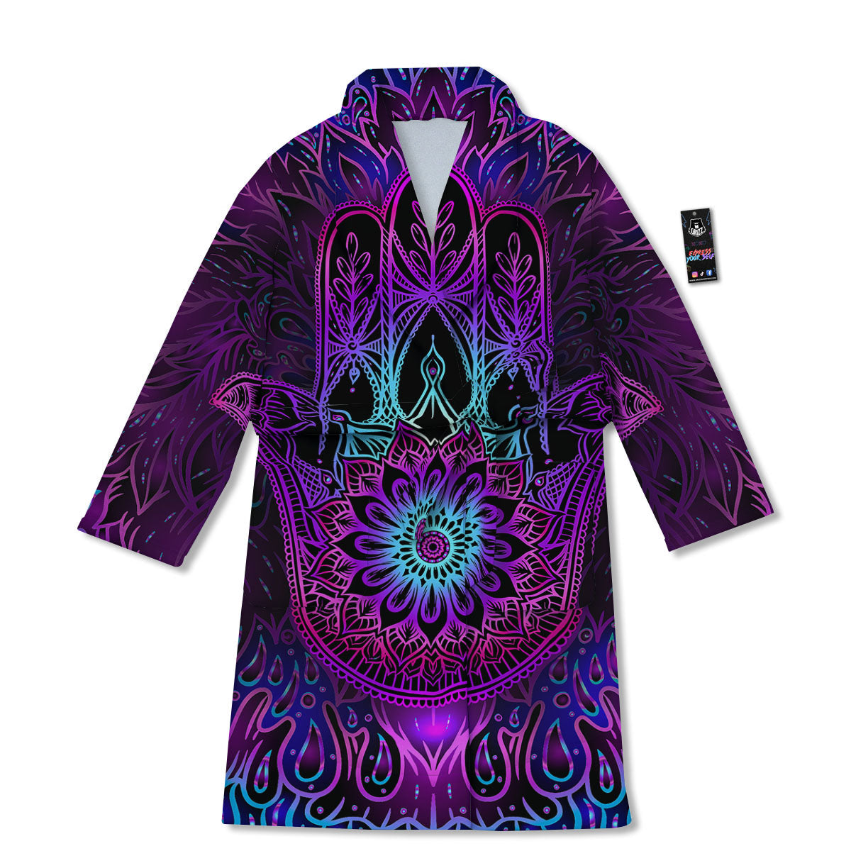 Hamsa Hand Purple Print Bathrobe-grizzshop