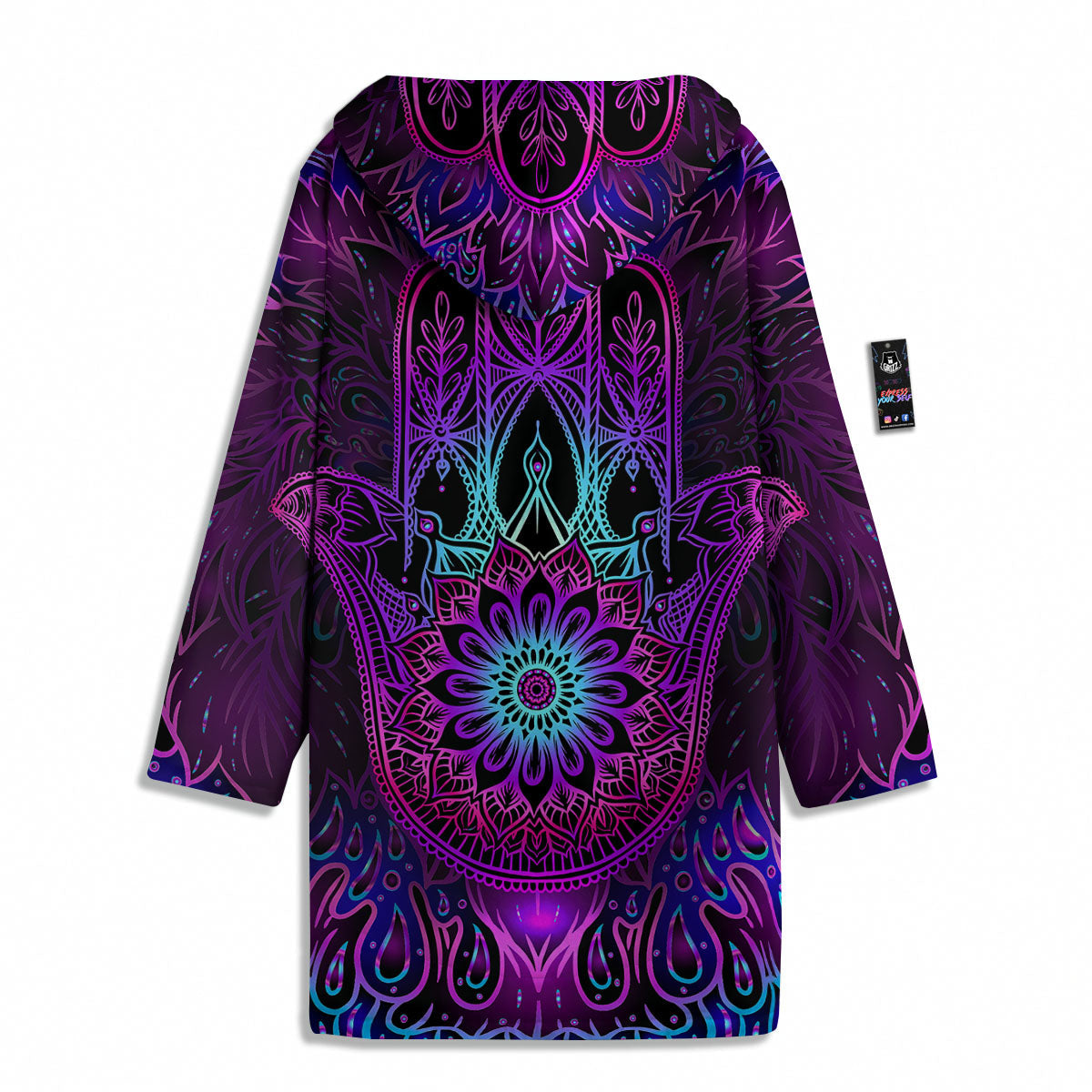 Hamsa Hand Purple Print Men's Windbreaker Jacket-grizzshop