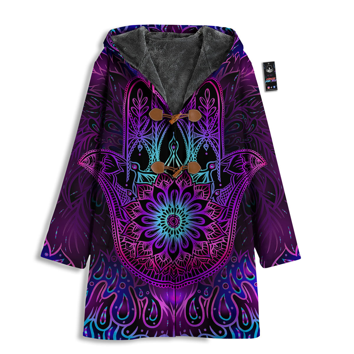 Hamsa Hand Purple Print Men's Windbreaker Jacket-grizzshop