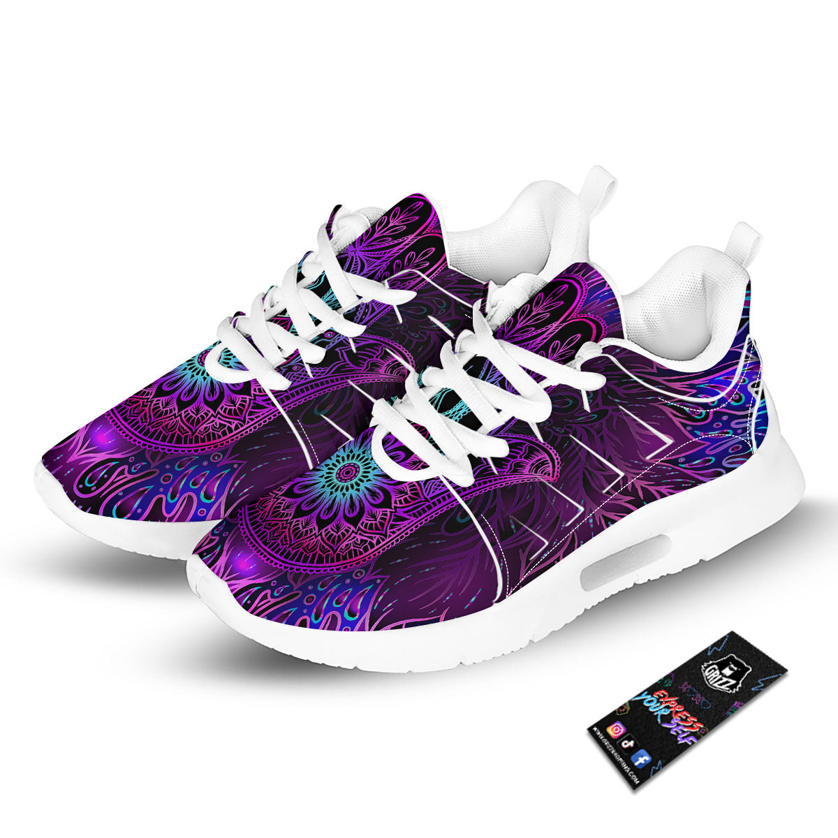 Hamsa Hand Purple Print Tennis Shoes-grizzshop