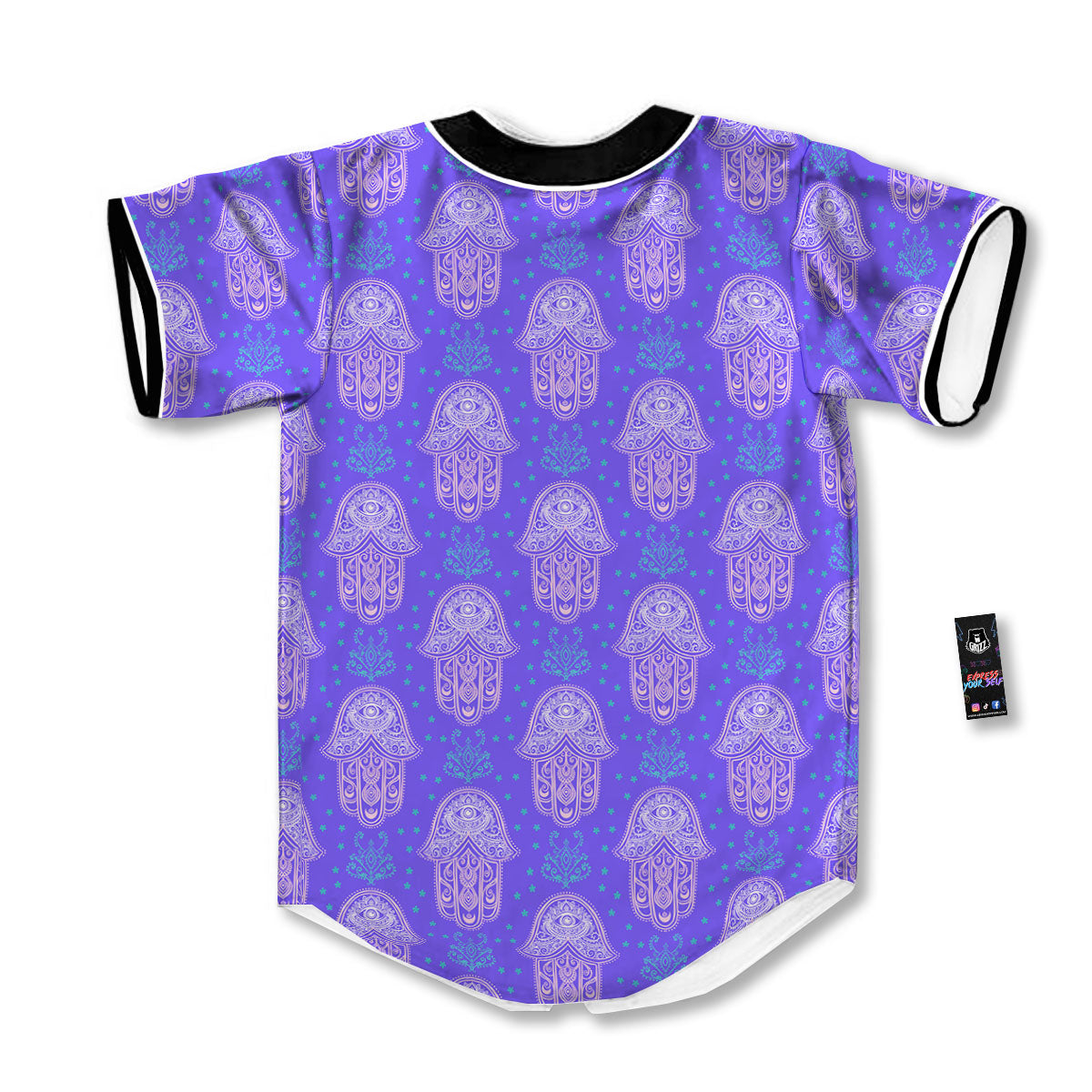 Hamsa Indian Print Pattern Baseball Jersey-grizzshop