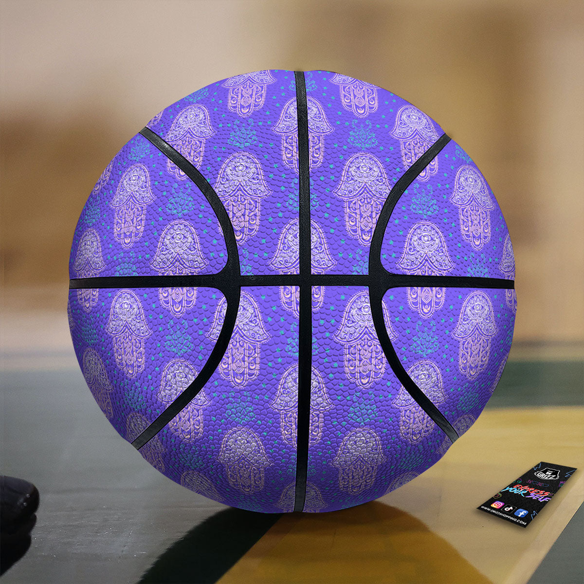 Hamsa Indian Print Pattern Basketball-grizzshop