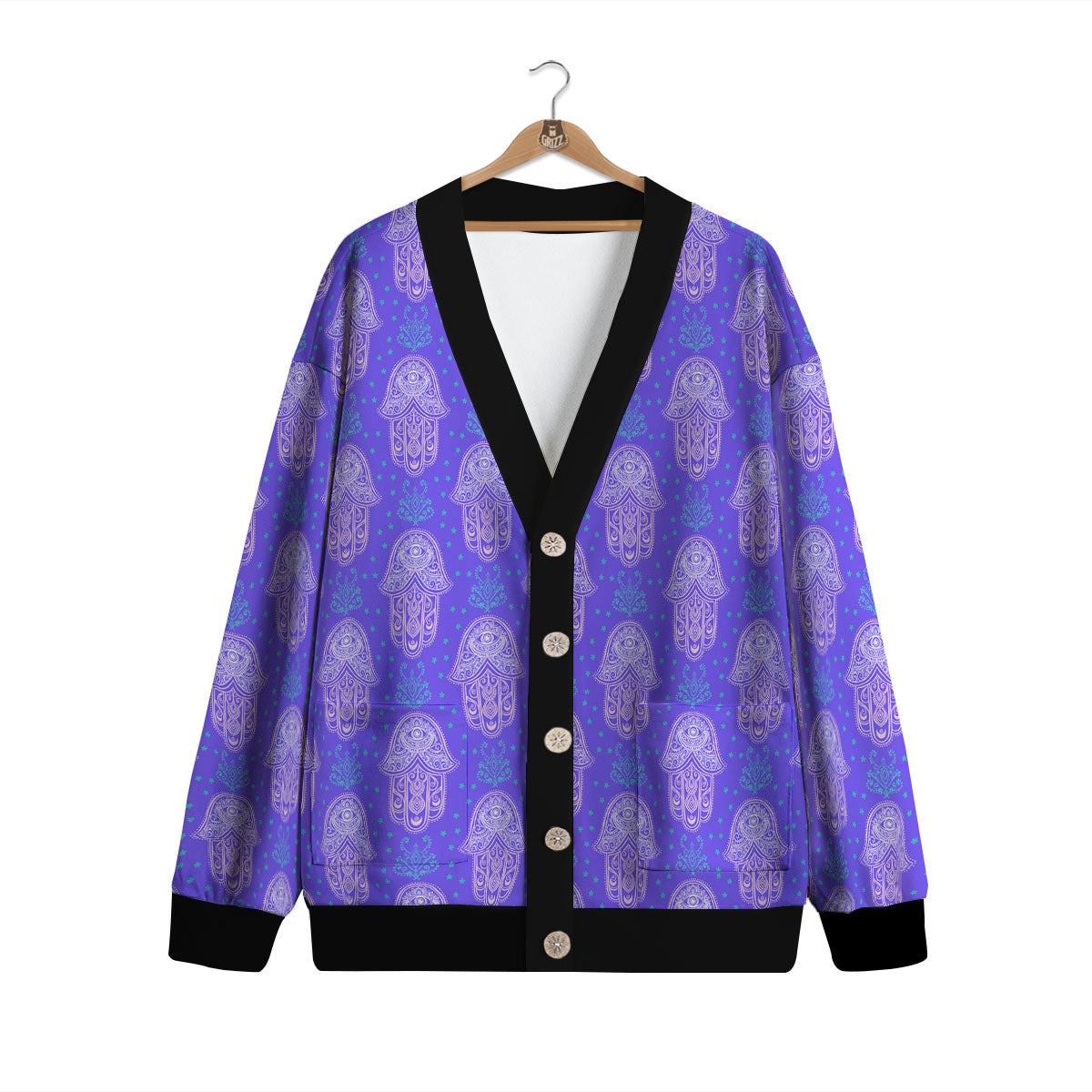 Hamsa Indian Print Pattern Cardigan-grizzshop
