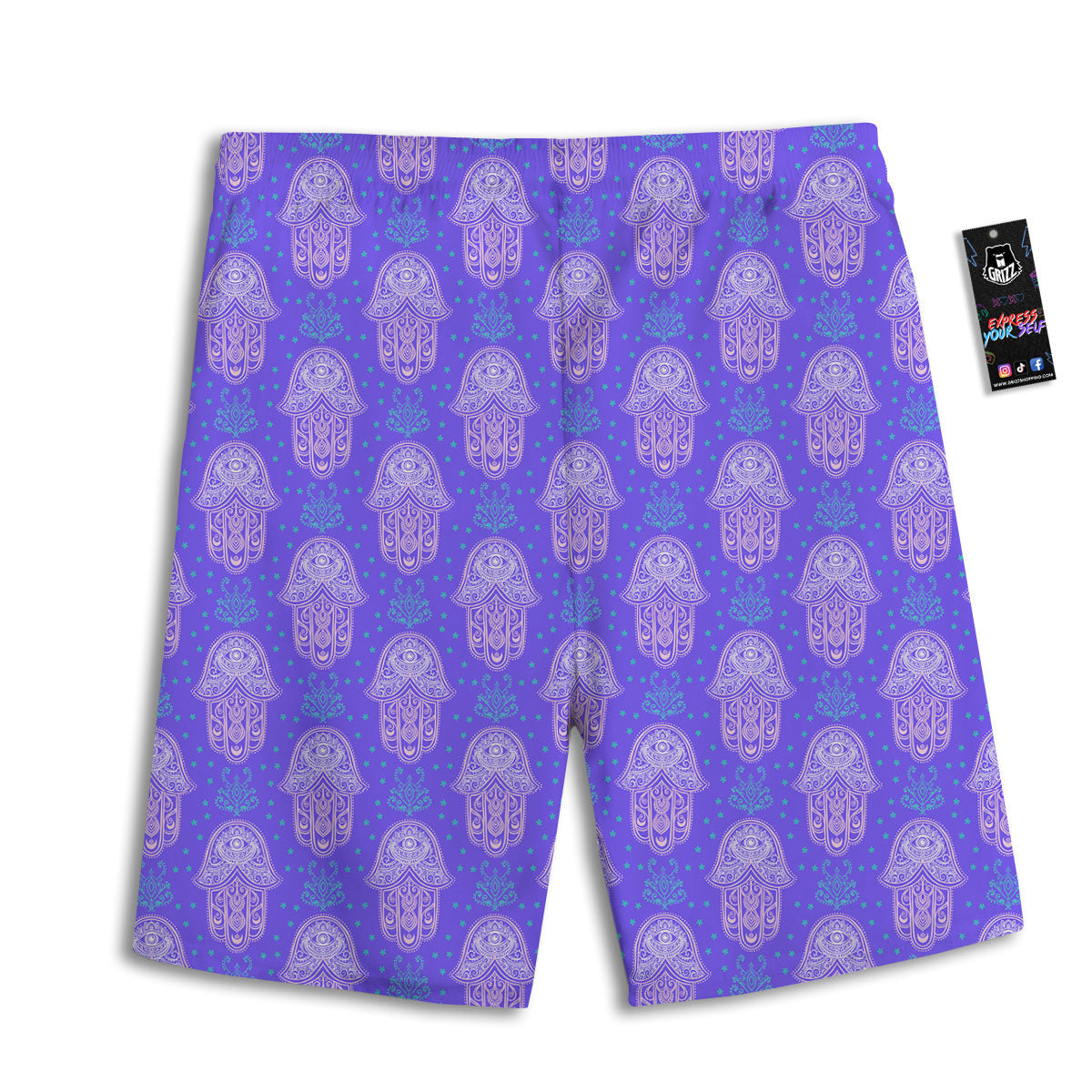 Hamsa Indian Print Pattern Men's Athletic Shorts